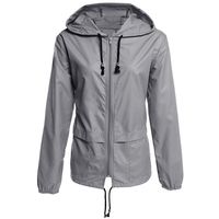 BIKETAFUWY Womens Rain Jacket Outdoor Jogging Outwear Waterproof Hooded Coat Loose Long Sleeve Wind Jacket Gray