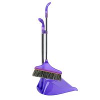Broom and Dustpan Set - Self-Cleaning Broom Bristles - Includes: Hand Brush and Dustpan Combo - Lightweight and Upright Stand for Cleaning Your Kitchen, Home, and Lobby,Lightweight and Robust (Purple)