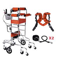 Double Armpit Support Walking Frame with Handbrake Brake and Height Width Adjustment, Walker with 8 Round Wheels for Lower Limb Rehabilitation Training