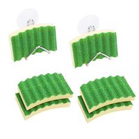 LTWHOME Yellow and Green Multi-Purpose Scrubber Sponges with Sponge Holder Set (Pack of 8)