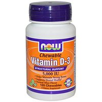 Now Foods Vitamin D-3 5000 Iu Chewable, Mint, 120-Count