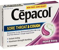 Cepacol Lozenges Max Numbing Sore Throat & Cough, Mixed Berry 16 ea (Pack of 7)
