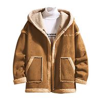 Smoxx Men's Reversible Open Front Coat Lamb Wool Hooded Cardigan Jacket Teddy Coats,Velvet Thickening Cotton-Padded Outwear