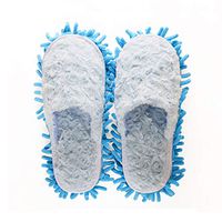 Super Chenille Microfiber Washable Mop Slippers Shoes For Women Floor Dust Dirt Hair Cleaner (Color : Blue, Size : 7 US)