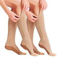 SKYFOXE 2 Pairs Compression Socks New Compression Zip Sox Socks Stretchy Zipper Leg Support Unisex Open Toe Knee Stockings