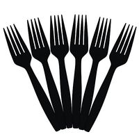 JAM PAPER Big Party Pack of Premium Plastic Forks - Black - 100 Disposable Forks/Box