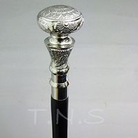 Antique Style Brass Designer Handle Cane Silver Handle Wooden Walking Stick.A