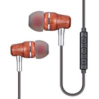 Sunorm Wood Earbud Headphones with Microphone and Volume Control Deep Bass Noise Cancelling Earphones, HD Stereo Earphones Comfort-Fit Earpieces(Yellow)