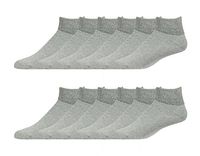 2ND DATE Premium Cotton Diabetic Ankle Socks - Grey-L-Pack of 12