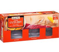 Daily Chef 360 Clear Cutlery Combo - Pack Heavyweight Plastic Forks Knives Spoons, New!!!