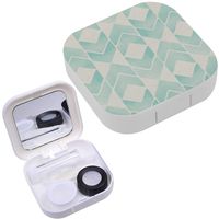 Portable Contact Lens Case Box Travel Kit Mirror + Bottle + Tweezers Container Holder [ Ikat Paper ]