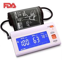 Automatic Upper Arm Blood Pressure Monitor Machine Adjustable Large Cuff, LCD Screen Blue Backlit, FDA Approved Highly Accurate Digital BP Cuff, 120 Groups Memory A/B User Switch Travel Bag (Included)