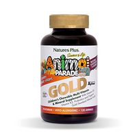 NaturesPlus Animal Parade Source of Life Gold Children's Multivitamin - Assorted Cherry, Orange & Grape Flavors - 120 Chewable Animal Shaped Tablets - Vegetarian, Gluten-Free - 60 Servings