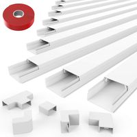 White Cable Wall Cover Raceway Kit - 150 inch Large Paintable On-Wall Cable Channel Cord Concealer Kit to Hide and Conceal Cables, Wires for Wall Mounted Tvs in Home Office- 10X L15in W1.18in H0.59in