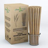 Green Stem Straws Green Alternative All Natural Eco-Friendly Wheat Drinking Straws, 8", 500 Pack
