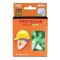 Protechs Ear Plugs for Construction, 8 Pair with Case, NPR 33
