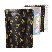 50 Stand Up Mylar Bags, 5x7 Inch (3oz) Resealable Smell Proof Bags, Aluminum Foil Airtight Ziplock Bags for Food Safe Storage (Black-Tree)