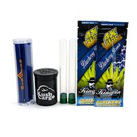 Bundle - 4 Items - Kingpin Flavored Blueberry Hemp Wraps with Wrap Roller and KC Pop Top (12 Packs)