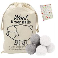 Wool Dryer Balls - 6 Pack XL - Natural Fabric Softener, Reusable, Reduce Wrinkles, Saves Drying Time. Wool Clothes Dryer Balls is a Better Alternative to Plastic Balls (3 gray+3 white)