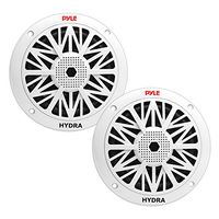 8.5 Inch Dual Marine Speakers - 2 Way IP44 Waterproof and Weather Resistant Outdoor Audio Stereo Sound System with 300 Watt Power and Poly Carbon Cone and Cloth Surround - 1 Pair - PLMR82 (White)