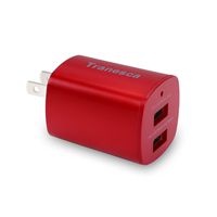 Tranesca Dual USB Port Travel Wall Charger with Foldable Plug Compatible with iPhone XS/XR/X/8/7/6/6Plus/, Samsung Galaxy S7/S6/S5 Edge, LG, HTC, Moto, Kindle and More-Red