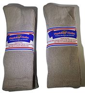 6 Pair Physicians Choice Diabetic Socks Crew Size 13-15 Loose Fit - TAN