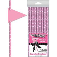 Cupcake Creations Pink with White Dots Paper Straws