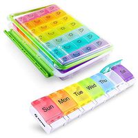 AUVON iMedassist 7 Day Pill Box Case with Spring Open Design (Once-A-Day) Bundle with AUVON iMedassist Travel Pill Organizer (7-Day / 4-Times-A-Day)