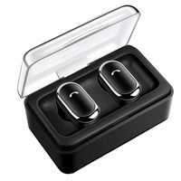Twin Real Bluetooth 4.2 Earbuds【True Wireless Stereo】 with Wireless with Charging Dock Noise Cancelling Headphones Waterproof in-Ear Built-in Mic Headset Premium Sound (Black)