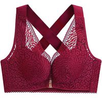 Theoylos Womens Front Closure Bra Push Up Thin Bralette Adjustable Beauty Back Sports Underwear Seamless Lace Trim Bra Wine