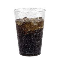 50 Silver Glitter Clear Hard Plastic Cups | 10 oz. Fancy Disposable Tumblers (50-Pack) by Bloomingoods
