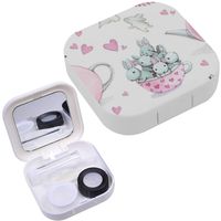 Portable Contact Lens Case Box Travel Kit Mirror + Bottle + Tweezers Container Holder [ Cute Bunny Rabbit ]