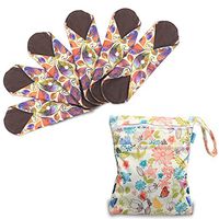 Teamoy 6Pcs 7.9 Inches Sanitary pad, Reusable Washable Cloth Menstrual Pads/Panty Liners with Wet Bag, Super-Absorbent, Soft and Comfortable, Perfect for Light Flow(Small,Leaves)