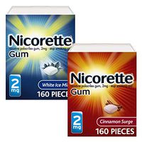 Nicorette Nicotine Gum to Quit Smoking, 2 mg, Cinnamon Surge Flavored Stop Smoking Aid, 160 Count & White Ice Mint Flavored Stop Smoking Aid, 160 Count (Pack of 1)