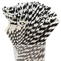 Just Artifacts Decorative Striped Paper Straws (250pcs, Striped, Black)