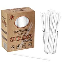 Setto 350 Pack - White Biodegradable Paper Straws - Premium Eco Friendly Straws for Juices, Cocktails, Sodas, Shakes, Restaurants and Parties