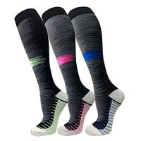 Compression Socks for Men & Women(3 Pairs),15-20mmHg is Best Stockings for Running,Nurses,Athletic,Medical,Pregnancy,Travel-Boost Performance,Blood Circulation&Recovery(Multicoloured 3,Large/X-Large)