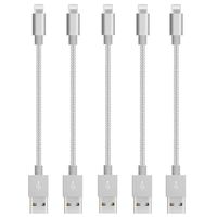CableCord Short Nylon Braided USB Lightning Charging Cable/Data USB Compatible for iPhoneX Case /8/8 Plus/7/7 Plus/6/6s Plus,iPad Mini- 8-inch (5-Pack, Space Grey)