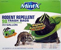 Mint-X Plastic 33 Gallon Drawstring Rodent Repellent Trash Bag, 1.1 Mil, Flat Seal, 39 Height x 33 Length, Black (Pack of 90)
