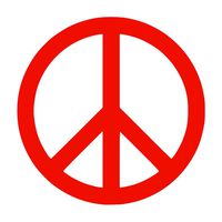 Peace Sign Symbol [Pick Any Color] Vinyl Transfer Sticker Decal for Laptop/Car/Truck/Window/Bumper (3in x 3in, Red)