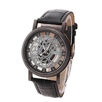 Fxbar, Men Luxury Stainless Steel Quartz Watches Leather Strap Digital Sports Watch Dial Wrist Watch(I)