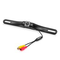 License Plate Rear View Camera - Built-in Distance Scale Lines Backup Parking/Reverse Assist Waterproof Adjustable Slim Bar Cam Night Vision Illumination w/ 420 TVL Resolution - Pyle PLCM17BC