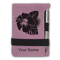 Mini Notepad, Hibiscus Flower 2, Personalized Engraving Included (Pink)