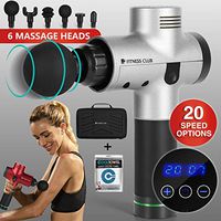 Massage Gun Handheld Electric Body Massager Professional Vibration Deep Tissue Muscle Massager with 20 Speeds & 6 Massage Heads (Silver)