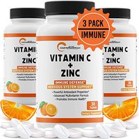Vitamin C Tablets with Zinc, 25 Vitamins & Nutrients for Immune Support for Adults Kids - Zinc Tablets VIT C Immune System Booster, Immunity Defense, High Absorption - Non GMO, Gluten Free (3 Pack)