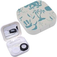 Portable Contact Lens Case Box Travel Kit Mirror + Bottle + Tweezers Container Holder [ Ocean Art Nautical ]