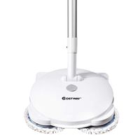 COSTWAY Cordless Electric Spin Mop, Spray Wireless Dual- Head Mop with LED Light, Adjustable Telescopic Rod Height & Angle, Rechargeable Quiet Powerful Cleaner Spin Mop Polisher and Scrubber
