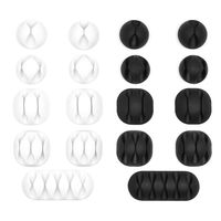 Smilife 18 Pack Multi Sizes Silicone Cable Clip Holders, Self Adhesive Wire Organized Cable Clips for Home, Office, Car, Black and White