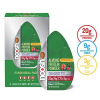 NOOSH Plant Based Almond Protein Powder with Super Greens ( 15 Count Single Serve) - Vegan, Naturally Sourced, Non-GMO, Gluten Free, Kosher, Peanut Free, Soy Free, Dairy Free