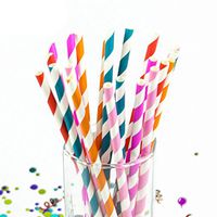 BIG SALE! AFUS 200pcs Paper Drinking Straws Set - Disposable Stripe Straws for Carious Drinking Decorations Birthday Parties, Weddings etc. with All the Color of the Rainbow
